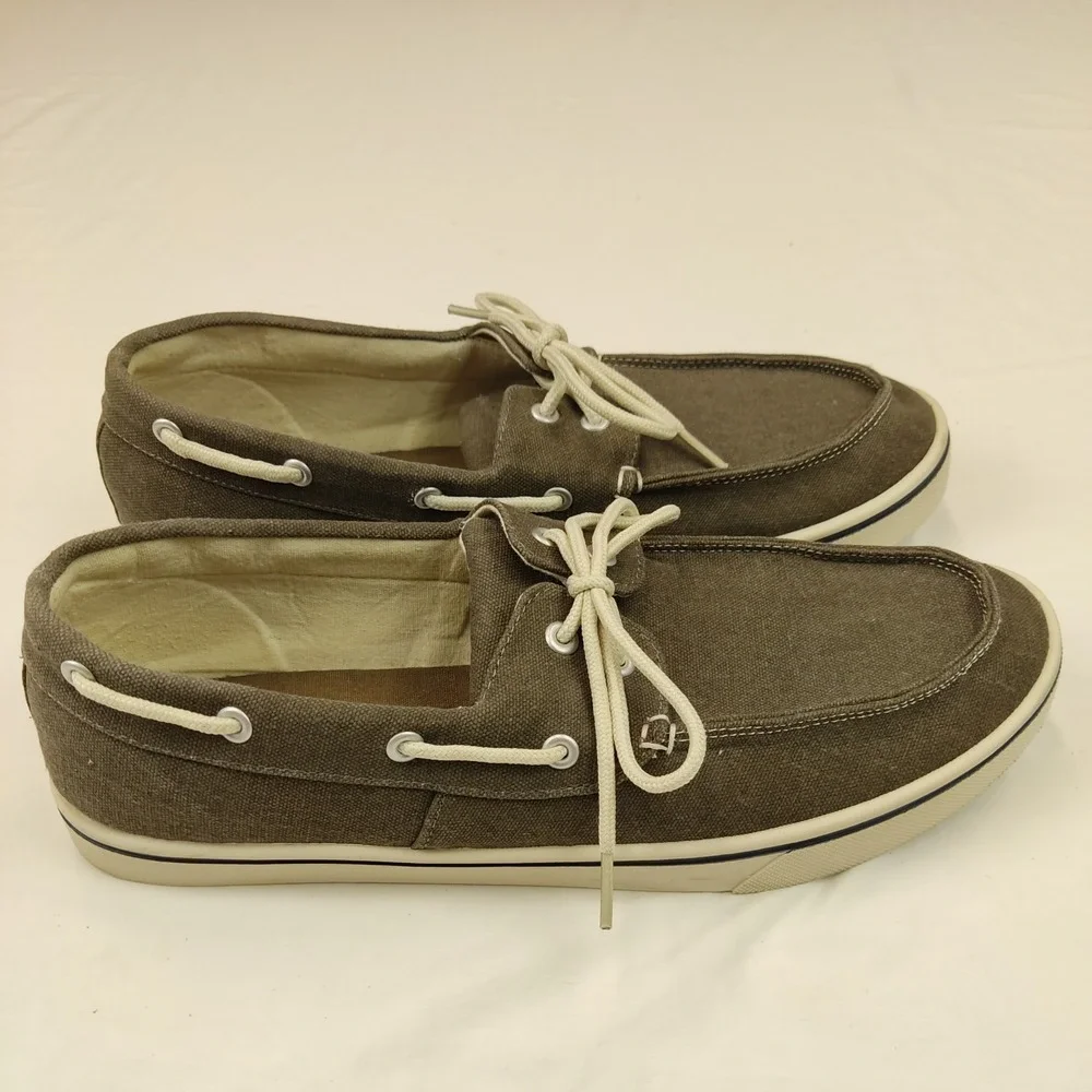 FADED GLORY Men's CANVAS  Khaki  boat shoes‎ size 12